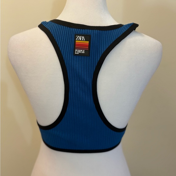 Large Zara Purple Magazine Blue Racerback Crop Top Sports Bra - Picture 3 of 10